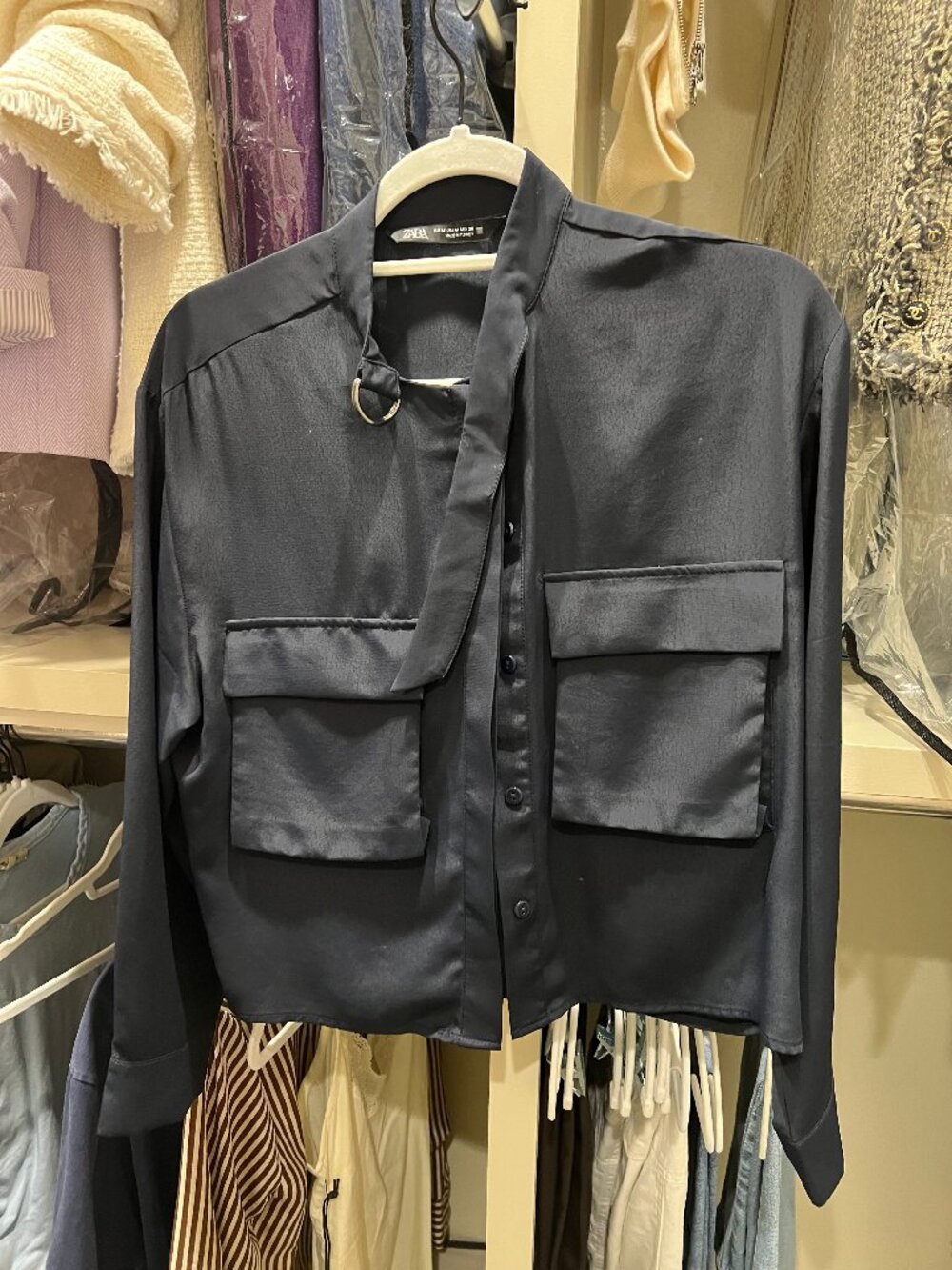 Zara Navy Utility Shirt Jacket